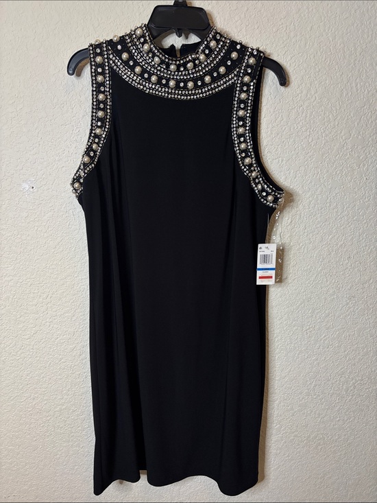 MSK Dresses & Skirts - MSK Black Beaded High-Neck Sleeveless Dress